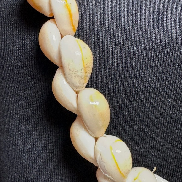 Vintage Double Cowrie Shell Necklace Hawaiian Wedding Lei 17.5 in. - Picture 9 of 13